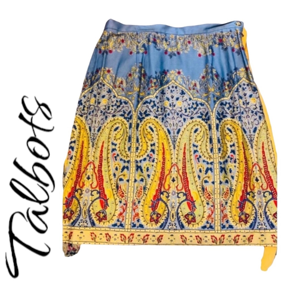 Talbots Blue and Yellow Patterned Mini Skirt